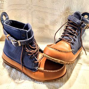 EUC Men’s Psyberia Endura Rain Boot Navy Brown Size 11. Leather & Canvas.